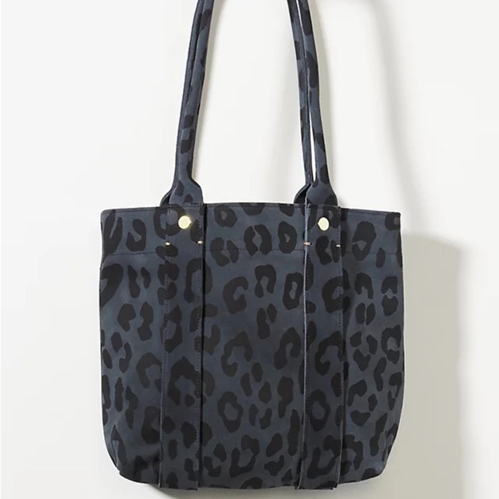 Clare V Petit Cousin Marine Pablo Cat Tote Bag in Suede